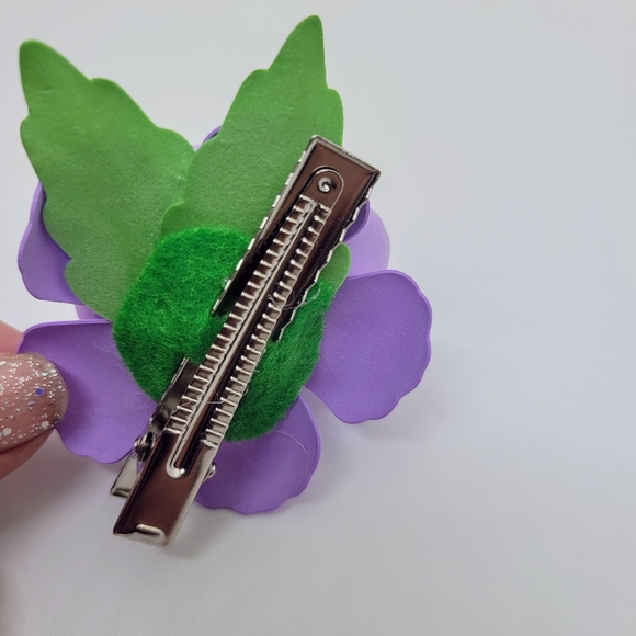 Flower Hair Clip Toddler Girls Party Birthday Unique Purple Peony Floral Soft - Picture 5 of 5